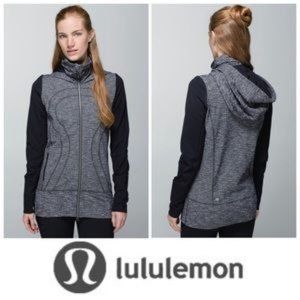 Lululemon Stride Jacket II Coco Pique in Black Grey Long Sleeve Hooded Size 10